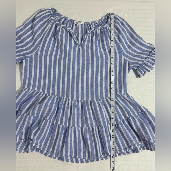 BEACH LUNCH LOUNGE Akia Linen-Blend Striped Top Ruffles Tiered Size S/P - Picture 6 of 9